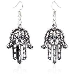 Ancient Evil Eye Hamsa Fatima Hand Drop Earrings for Women Filigree Palm Dangle Earring Jewelry