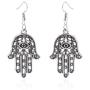 Ancient Evil Eye Hamsa Fatima Hand Drop Earrings for Women Filigree Palm Dangle Earring Jewelry