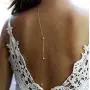 BERYUAN Women Simple Sexy Creative Pearl Back Chain Necklace Bridal Back Drop Necklace Bridal Wedding Chain Jewelry for Women and Girls (Gold) BERYUAN Women Simple Sexy Creative Pearl Back Chain Necklace Bridal Back Drop Necklace Bridal Wedding Chain Jewelry for Women and Girls (Gold)