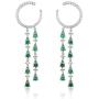 925 Sterling Silver Clustered Gemstone Dangle Drop Earrings for Women Girls Brides,Sapphire Emerald Earrings