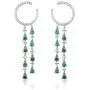 925 Sterling Silver Clustered Gemstone Dangle Drop Earrings for Women Girls Brides,Sapphire Emerald Earrings