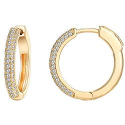 PAVOI 14K Gold Plated 925 Sterling Silver Cubic Zirconia Hoop Earrings