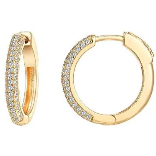 PAVOI 14K Gold Plated 925 Sterling Silver Cubic Zirconia Hoop Earrings PAVOI 14K Gold Plated 925 Sterling Silver Cubic Zirconia Hoop Earrings