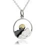 FashionJunkie4Life Sterling Silver Mountain Range Peaks Charm Necklace with Bronze Sun, 18'' Chain