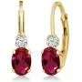 Gem Stone King 1.44 Ct Oval Red Created Ruby White Created Sapphire 14K Yellow Gold 3/4 Inch Earrings Gem Stone King 1.44 Ct Oval Red Created Ruby White Created Sapphire 14K Yellow Gold 3/4 Inch Earrings