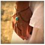 Olbye Turquoise Finger Ring Bracelet Bronze Slave Bracelet Hand Chain Personalize Everyday Jewelry for Women and Teen Girls