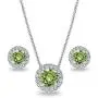 Sterling Silver Round Halo Necklace & Stud Earrings Set Made with Swarovski Crystals Sterling Silver Round Halo Necklace & Stud Earrings Set Made with Swarovski Crystals