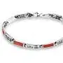 AeraVida Greek Key Labyrinth Reconstructed Red Coral Inlay .925 Sterling Silver Link Bracelet AeraVida Greek Key Labyrinth Reconstructed Red Coral Inlay .925 Sterling Silver Link Bracelet