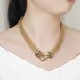 UNY Short Necklace 48cm Popcorn Chain Magnetic Claps Classic Elegant Vintage Antique Jewelry