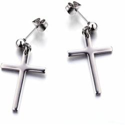 YC_jewelry 1-3 Pairs Stainless Steel Earrings Cross Dangle Studs Earrings piercing Jewelry For Men and Women