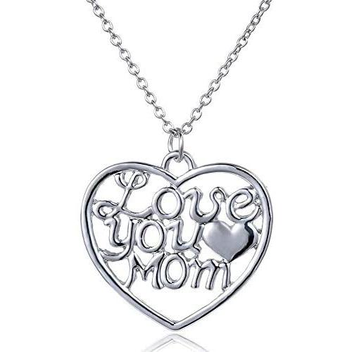 Luvalti Love You Mom Heart Pendant Necklace - Personalized Jewelry Gift - Makes The Perfect Mom Gift