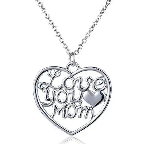 Luvalti Love You Mom Heart Pendant Necklace - Personalized Jewelry Gift - Makes The Perfect Mom Gift