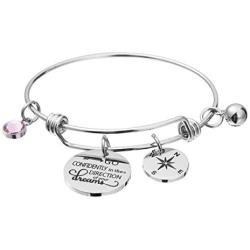 omodofo 2020 Graduation Gifts Bracelet Jewelry Inspirational Charm Compass Bangle Gifts for Girls Women