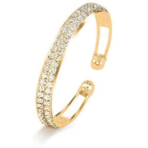 Cumoci Cuff Bracelet for Women Inspired Antique 2 Strand Rhinestone Adjustable Jewelry with Jewelry Box 01W