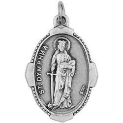 VILLAGE GIFT IMPORTERS 1'' Saint Dymphna Medal and Holy Card | Patron Saint of Mental Illness | Made in Italy | Christian Jewelry