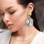 Campsis Vintage Geometric Dangle Earrings Gold Statement Drop Earring Snakeskin Pattern Pendant Earring Halloween Party Jewelry for Women and Girls