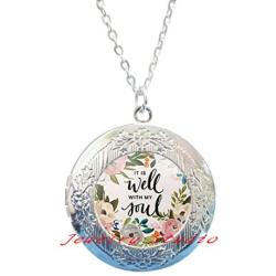 It is Well with My Soul Locket Necklace Quote Faith Inspirational Women Men Christian Jewelry Gifts，Photo Locket Pendant Art Locket Pendant Photo Jewelry Art Jewelry Glass jewelry-HZ00133
