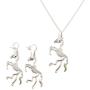 Silver Unicorn Skull Pendant Earrings Necklace Set Long Gothic Silver Snake God Unicorn Mens Halloween Accessories