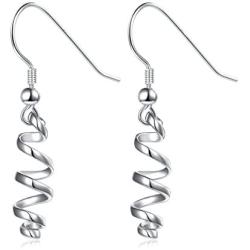 Linear Jewelry 925 Sterling Silver Exquisite Knot Threader Dangle Earrings Curve Twist Shape Spiral Dangle Earrings Gift for Women Teen Girls