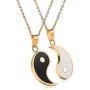 JUXINDA Yin and Yang necklace, personalized engraved stainless steel gold-plated puzzle pendant jewelry, suitable for couples necklaces with adjustable chains