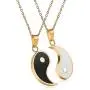 JUXINDA Yin and Yang necklace, personalized engraved stainless steel gold-plated puzzle pendant jewelry, suitable for couples necklaces with adjustable chains JUXINDA Yin and Yang necklace, personalized engraved stainless steel gold-plated puzzle pendant jewelry, suitable for couples necklaces with adjustable chains