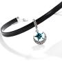 URDEAR Black Choker Necklace for Women Girls, Silver Accented Choker Necklace Charm Pendant Necklace Jewelry Gifts for Women (Moon)