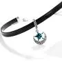 URDEAR Black Choker Necklace for Women Girls, Silver Accented Choker Necklace Charm Pendant Necklace Jewelry Gifts for Women (Moon)