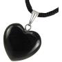 Steampunkers USA Big Heart Collection - 20mm Classic Obsidian Black - 20-22 inch Black Cord – Crystal Gemstone Carved Necklace Charm Handmade