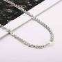 Ursumy Pearl Choker Necklace Arrow Fish Bone Necklace Chain Classic Chokers Necklaces Jewelry for Women and Girls (Silver)
