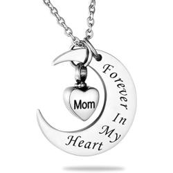 HooAMI Cremation Jewelry Moon Heart Urn Necklace Memorial Ash Keepsake