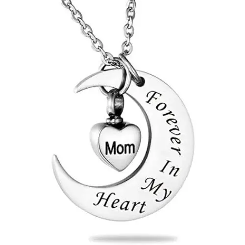 HooAMI Cremation Jewelry Moon Heart Urn Necklace Memorial Ash Keepsake HooAMI Cremation Jewelry Moon Heart Urn Necklace Memorial Ash Keepsake
