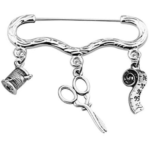 UJIMS Sewing Bracelet Sewing Lover Gift for Her Sewing Quilting with Lapel Pin Sewing Jewelry for Seamstress