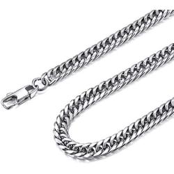FOCALOOK 6MM Stainless Steel Cuban Link Chain Necklace for Women Men, 22/26/28/30 Inches, 18K Gold Plated/Black Gun Plated, Customized Name Necklace(with Gift Box)