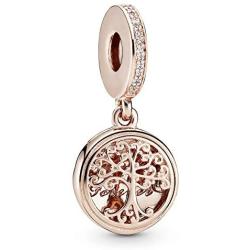 Pandora Jewelry Family Roots Cubic Zirconia Charm in Pandora Rose