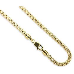 Pori Jewelers 14K Gold 1.8MM, 2.5MM, or 3.5MM Round Box Chain Necklace - Multiple Lengths Available- Yellow or White Gold- For Men and Women