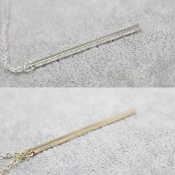 Artmiss Bar Pendant Necklace Gold Long Y-Necklace Delicate Lariat Chain Jewelry for Women and Girls (Silver)