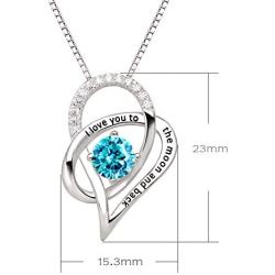 ALOV Jewelry Sterling Silver Birth Month I Love You to The Moon and Back Love Heart Cubic Zirconia Pendant Necklace