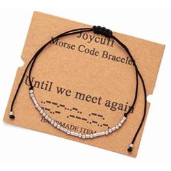 Inspirational Morse Code Encouragement Bracelets for Women Funny Jewelry Gifts for Teen Girls Daughter Sister Best Friend Friendship Adjustable Dainty Silk Beaded Wrap Bracelet