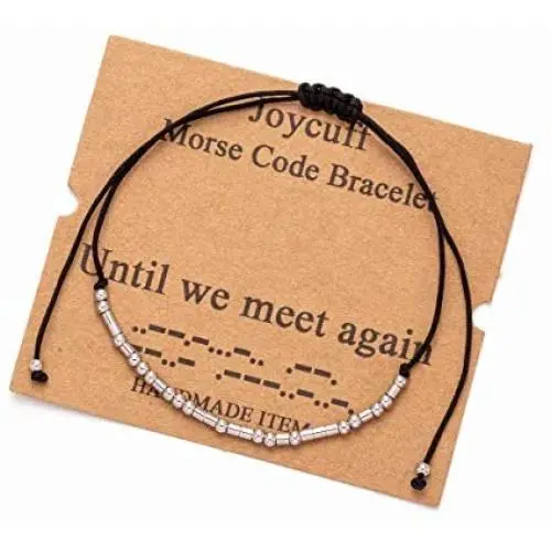 Inspirational Morse Code Encouragement Bracelets for Women Funny Jewelry Gifts for Teen Girls Daughter Sister Best Friend Friendship Adjustable Dainty Silk Beaded Wrap Bracelet