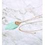 MIRMARU Bohemian Silky Thread Feather Shape Dangle Fringe Tassel Pendant Necklace - Gold Metal Long Chain Necklaces Statement for Women and Girl