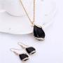 Ezing Women Crystal Pendant Gold Plated Chain Necklace Earring Jewelry Set