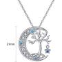 TANGPOET Tree of Life Necklace S925 Sterling Silver Crescent Moon Necklaces Opal Cubic Circonia Pendant Jewelry Gift for Women Mother Daughter