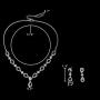 EleQueen Womens Silver-Tone Cubic Zirconia Teardrop Flower Bridal V-Necklace Jewelry Set Dangle Earrings