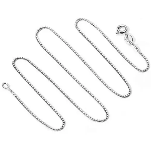 T400 925 Sterling Silver 1.5mm 1mm Italian Box Chain Necklace Unisex Gift for Women Men Boys 16 18 20 22 24 26 30 inches T400 925 Sterling Silver 1.5mm 1mm Italian Box Chain Necklace Unisex Gift for Women Men Boys 16 18 20 22 24 26 30 inches