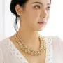 HANTON Handmade Strands Beaded Necklace for Women Girls Crystal Beads and Gold Plating Chains Statement Chokers Necklace 6 Colors