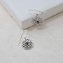 Boma Jewelry Sterling Silver Bohemian Lotus Flower Dangle Earrings