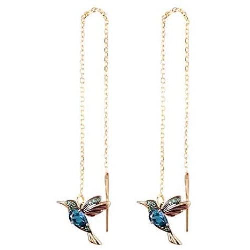 Hummingbird Earrings For Women Threader Earrings Dangle Drop Earrings Crystal Tassel Earrings Rhinestone Diamond Stud Earrings Thanksgiving Day Gift Fashion Jewelry For Women Girls(Pink/Blue)