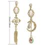 Asymmetrical Stars and Moon Dangle Stud Earrings for Women Planet Earrings with Clear Crystal for Girls