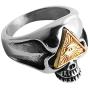 HZMAN Biker Cool Skull Rings for Men Women, Stainless Steel Band Illuminati The All-Seeing-Eye Pyramid/Eye Symbol Ring