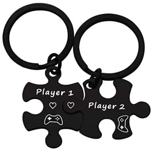 CHENVA Couple Keychain Set Player 1 Player 2 Puzzle Keychains Gamer Couple Gift His and Hers Jewelry CHENVA Couple Keychain Set Player 1 Player 2 Puzzle Keychains Gamer Couple Gift His and Hers Jewelry